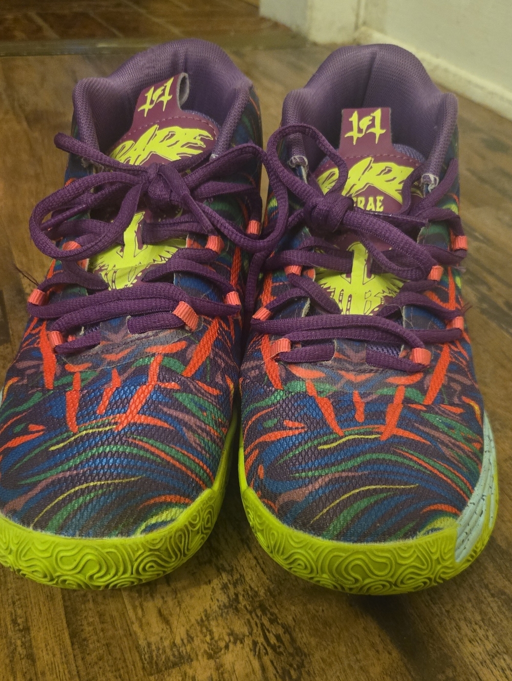 Multicolor Athletic Shoes with Purple Laces - Knock Off Lamelo Ball Puma